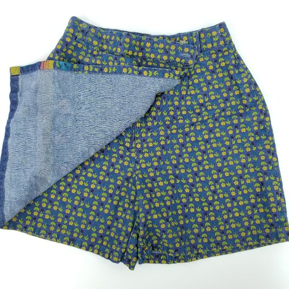 Vtg 90s Genre Sport Chambray Tulips Jean Skort 10P - Picture 2 of 8